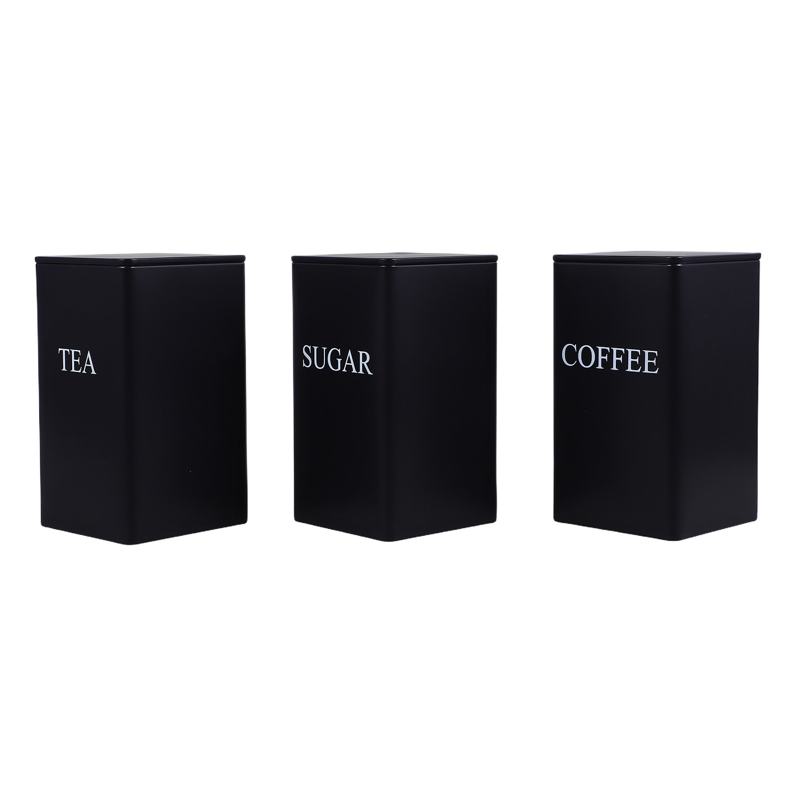 Food Storage And Organizer - 3Pcs Airtight Metal Kitchen Canisters Square