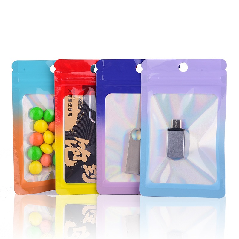 Food Storage Bags Zip Lock Pouch - 1000Pcs Laser Color Gradient Ziplock Bags