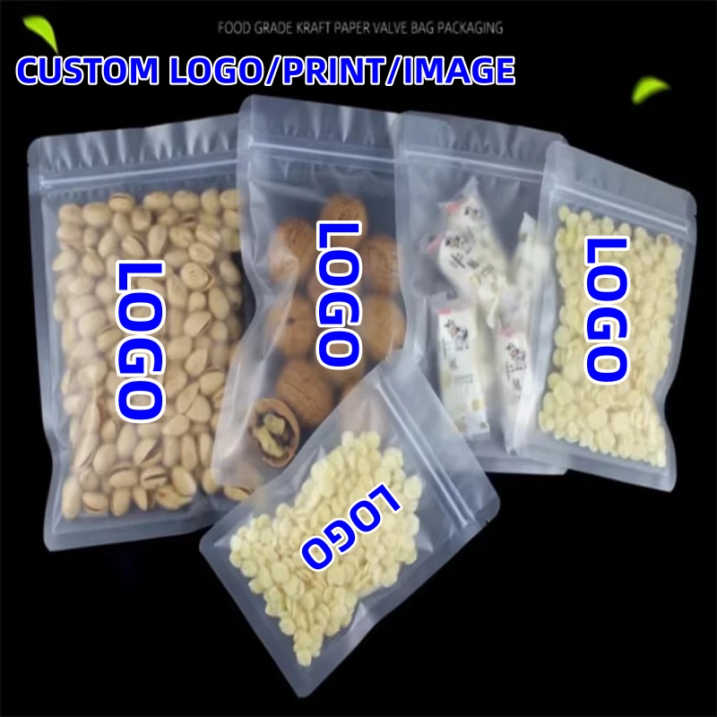 Food Storage Bags Zip Lock Pouch - 100pcs Matte Plastic Zipper Bags -