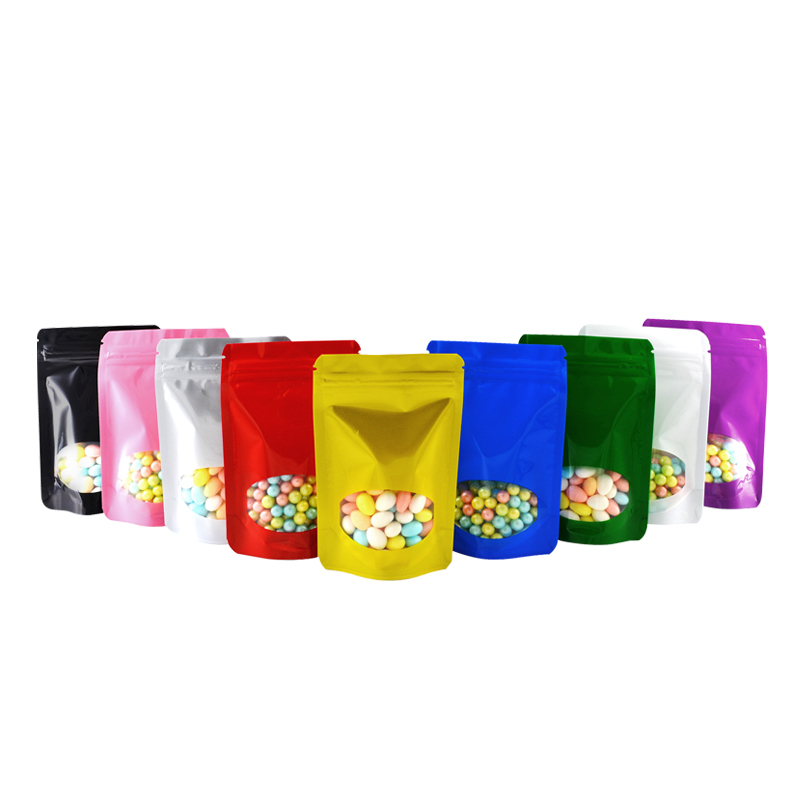 Food Storage Bags Zip Lock Pouch - 100 Pcs Colored Aluminum Foil Stand