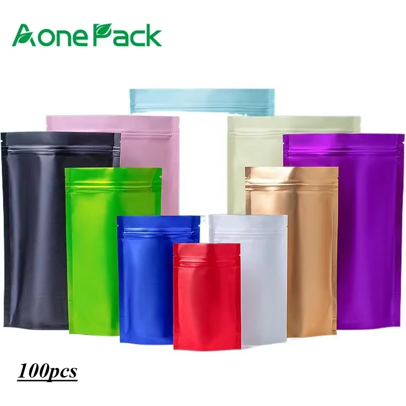 Food Storage Bags Zip Lock Pouch - 100pcs Custom Matt Finished Seeds Packaging