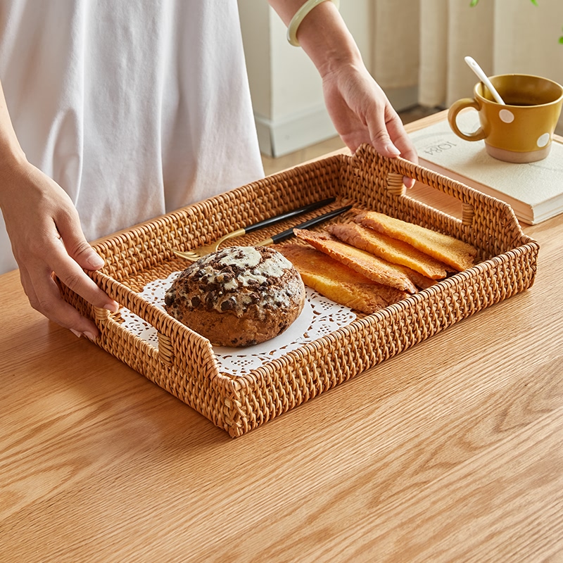 Food Storage Of Plants - Rectangle Wicker Tray Picnic Basket Bread