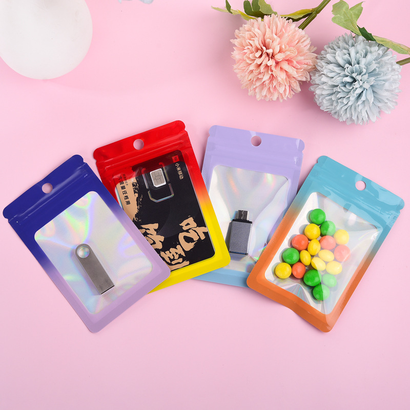 1000Pcs Laser Color Gradient Z - Food Storage Bags Zip Lock Pouch ulasan dan harga
