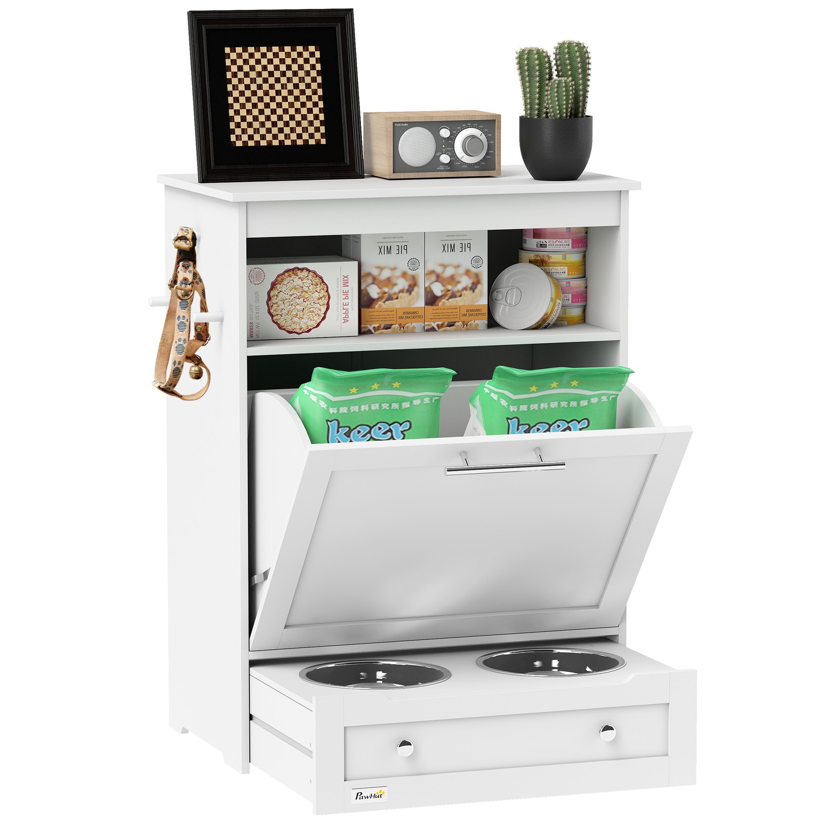 Pet Feeder Station, Dog and Ca - Food Storage Cabinet ulasan dan harga