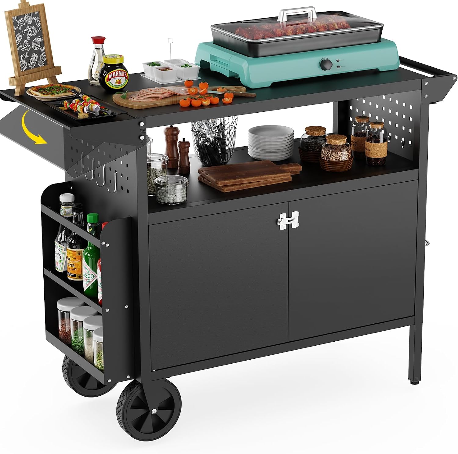 Outdoor Grill Cart Table With  - Food Storage Camping ulasan dan harga