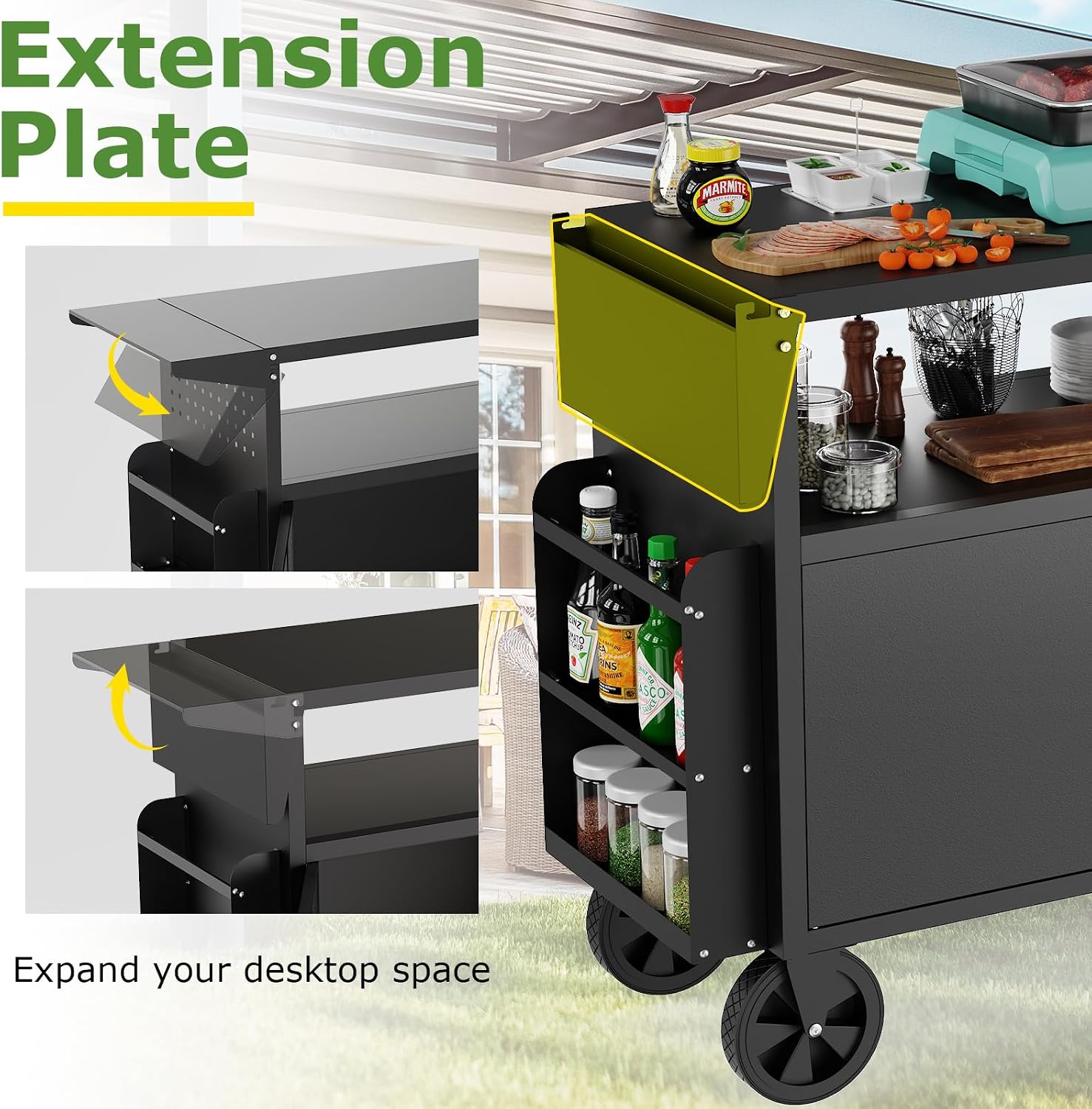 Outdoor Grill Cart Table With  - Food Storage Camping ulasan dan harga
