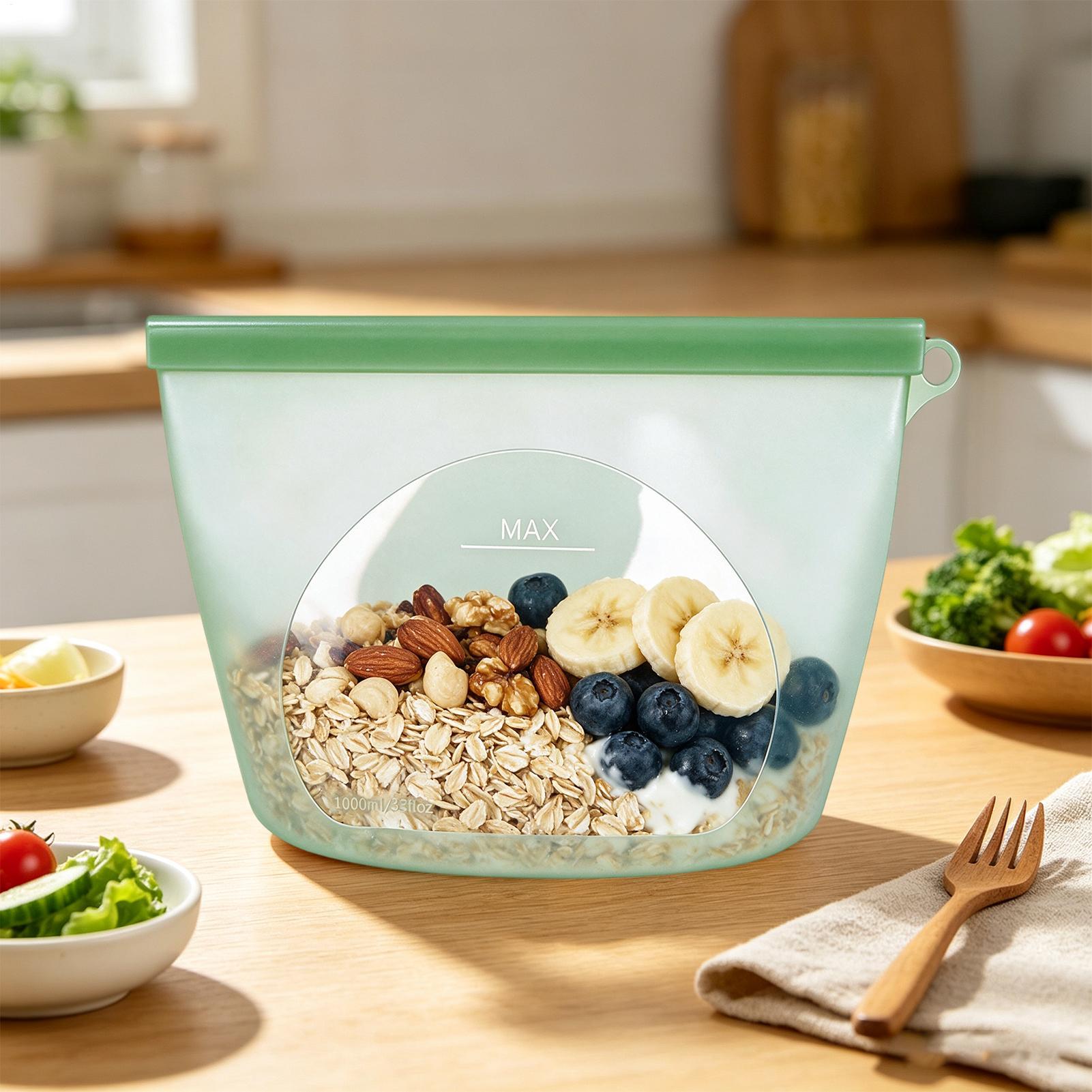 Silicone Ziplock Bags 1000ml O - Food Storage Bags Zip Lock Pouch ulasan dan harga