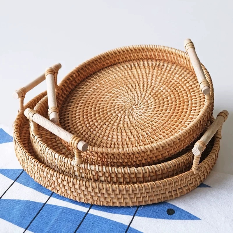 Handwoven Rattan Tray & Food S - Food Storage Of Plants ulasan dan harga