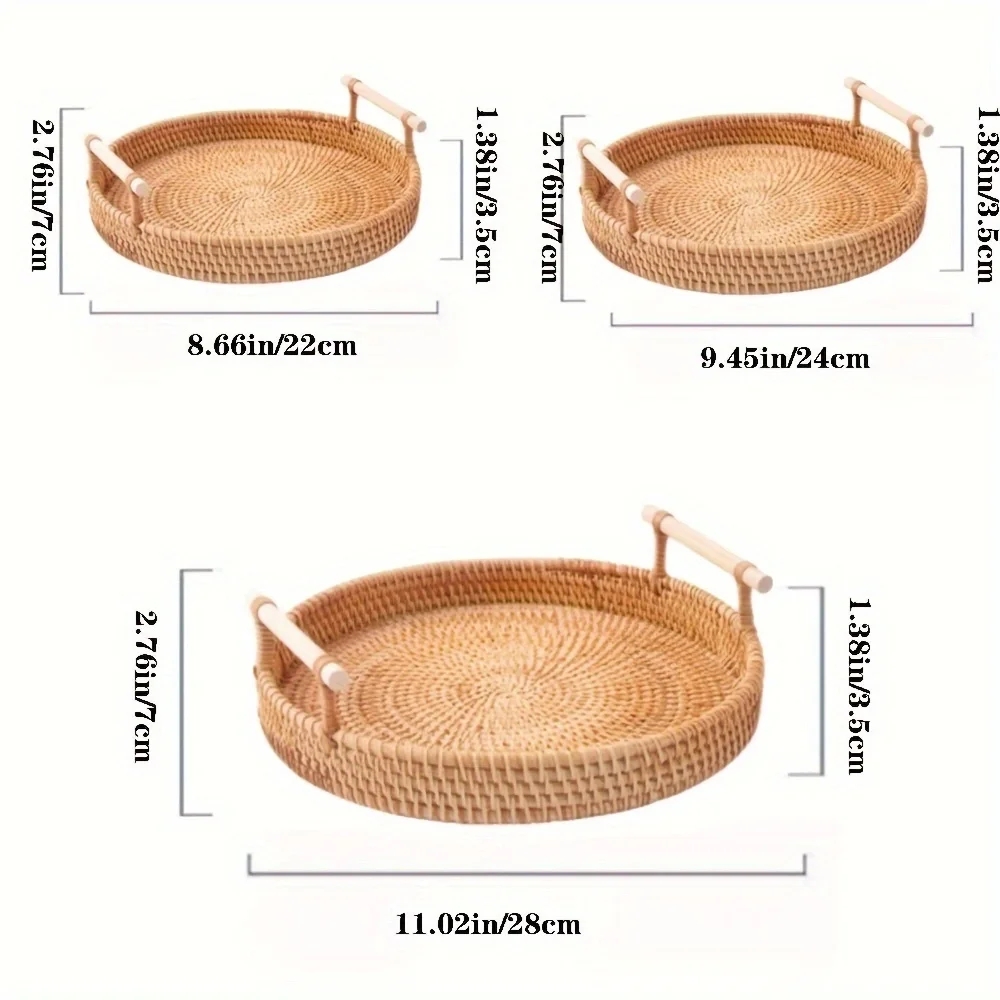 Handwoven Rattan Tray & Food S - Food Storage Of Plants ulasan dan harga