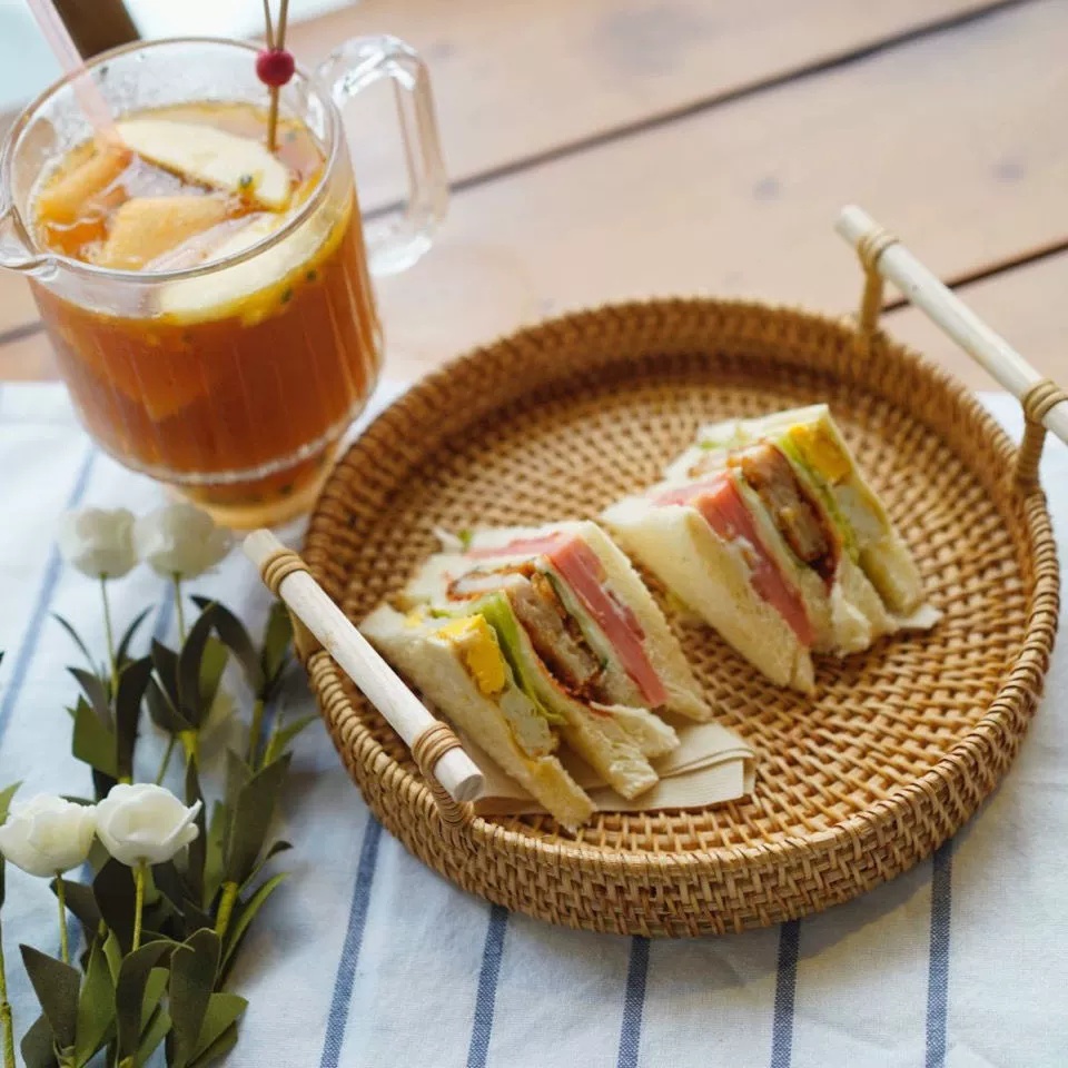 Handwoven Rattan Tray & Food S - Food Storage Of Plants ulasan dan harga