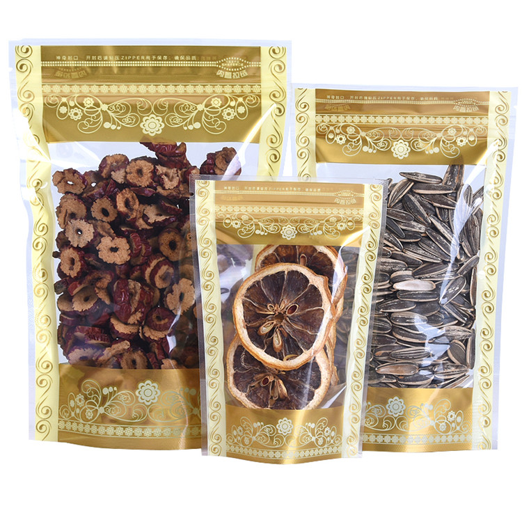 100PCS Stand-up Plastic Gold Z - Food Storage Bags Zip Lock Pouch ulasan dan harga