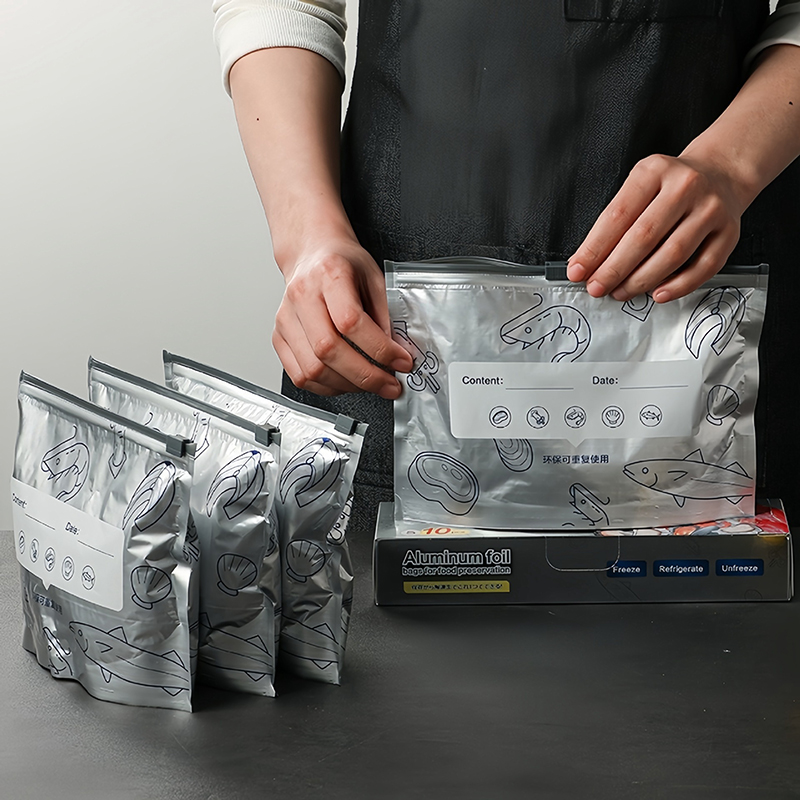 Bag of 10 Large Aluminum Foil  - Food Storage Bags Zip Lock Pouch ulasan dan harga