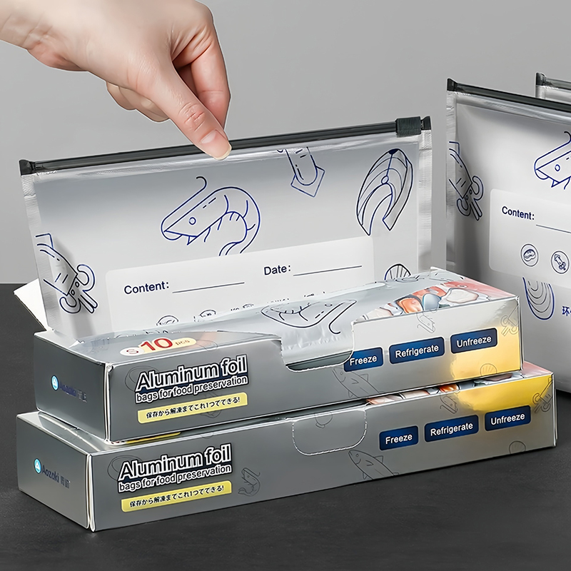 Bag of 10 Large Aluminum Foil  - Food Storage Bags Zip Lock Pouch ulasan dan harga