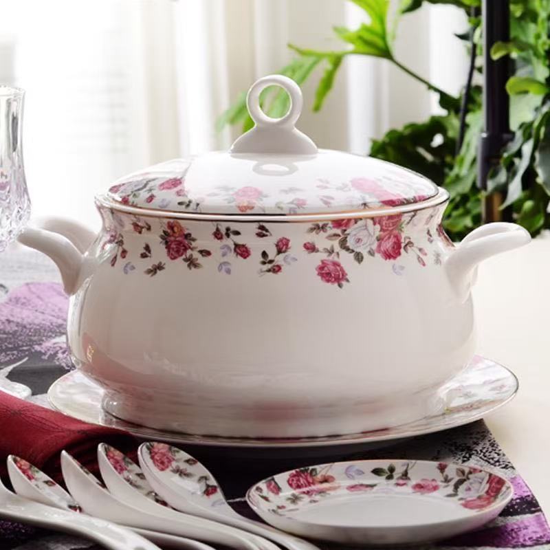9 Inch, Bone China Tureen for  - Food Storage Of Plants ulasan dan harga