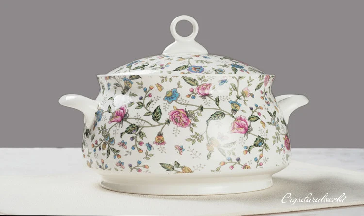 9 Inch, Bone China Tureen for  - Food Storage Of Plants ulasan dan harga