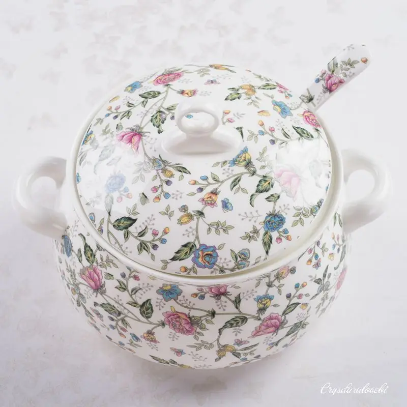 9 Inch, Bone China Tureen for  - Food Storage Of Plants ulasan dan harga