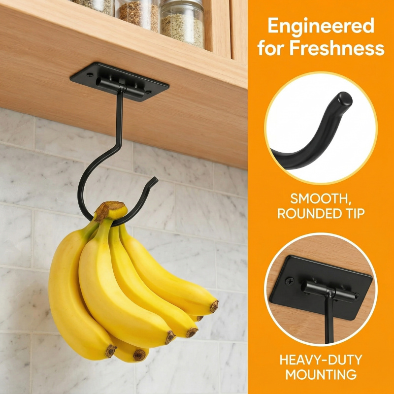 Black Metal Self-Adhesive Bana - Food Storage And Organizer ulasan dan harga