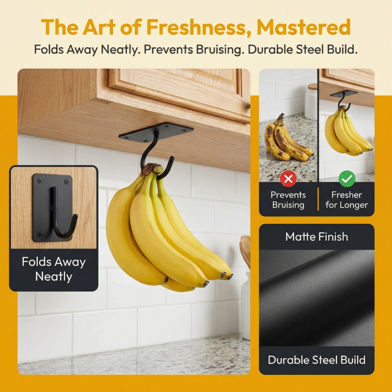 Black Metal Self-Adhesive Bana - Food Storage And Organizer ulasan dan harga