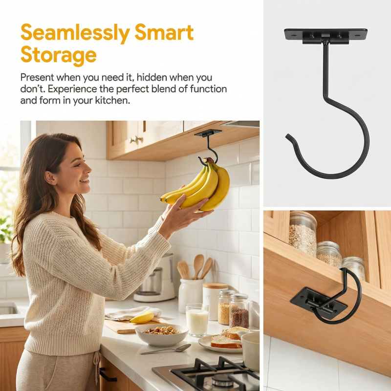 Black Metal Self-Adhesive Bana - Food Storage And Organizer ulasan dan harga
